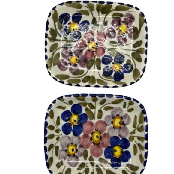 ARTESA Set of Vtg FOLK ART Floral Trays Plates Spain Spanish Boho Decor Cottage - Picture 3 of 5